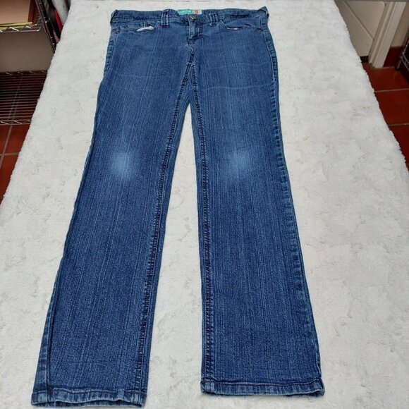 Hang Ten Womens Denim Blue Straight Jeans  Size 11 Stone Washed Mid-Rise Stretch - Picture 1 of 7